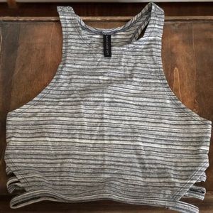 Striped Gray Cropped Tank